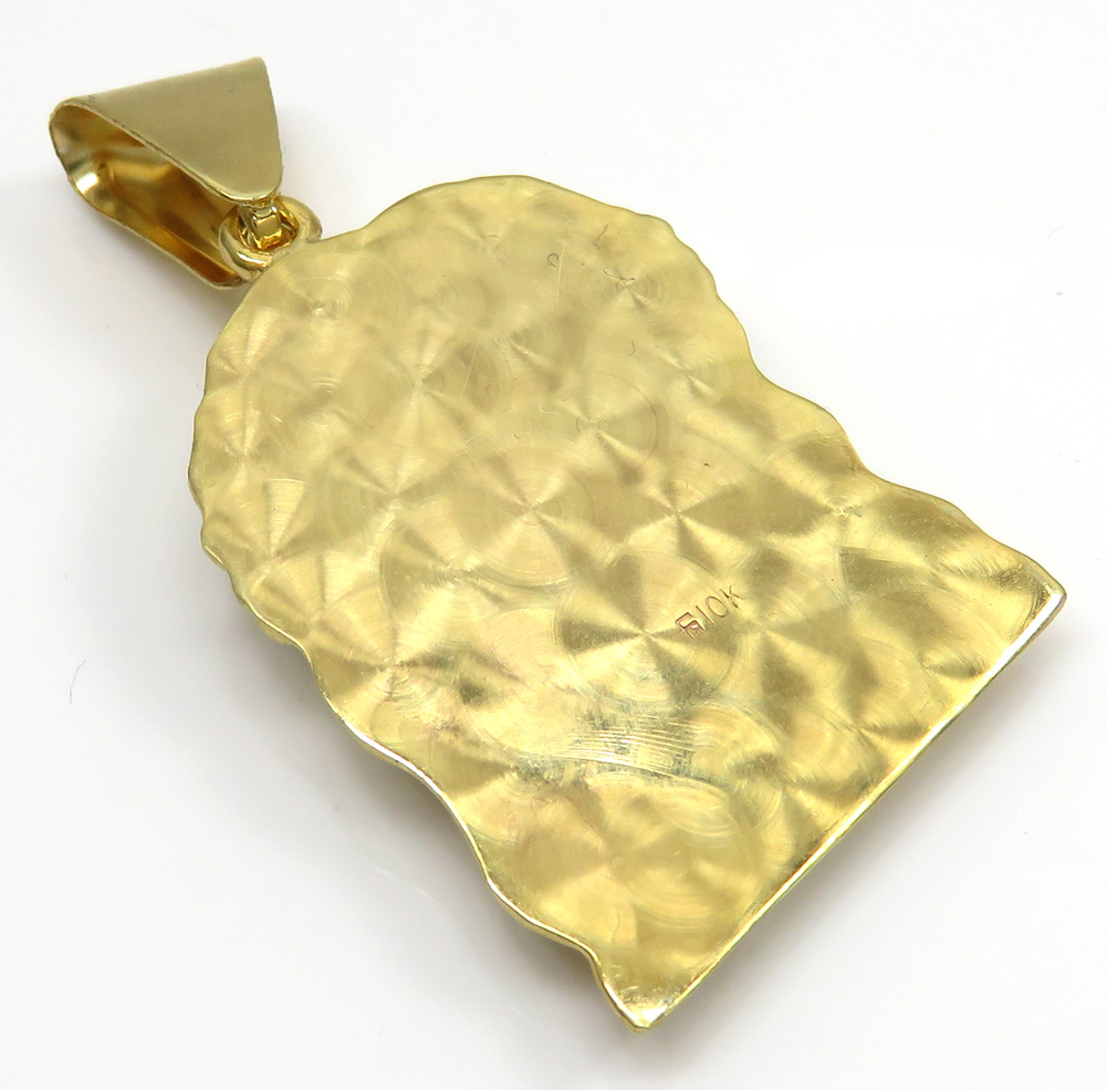 10k yellow gold mid-size jesus face solid back pendant .35ct
