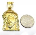10k yellow gold mid-size jesus face solid back pendant .35ct