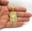 10k yellow gold mid-size jesus face solid back pendant .35ct