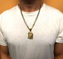 10k yellow gold mid-size jesus face solid back pendant .35ct