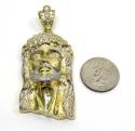 10k yellow gold medium classic open back two tone jesus piece pendant 0.40ct