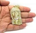 10k yellow gold medium classic open back two tone jesus piece pendant 0.40ct