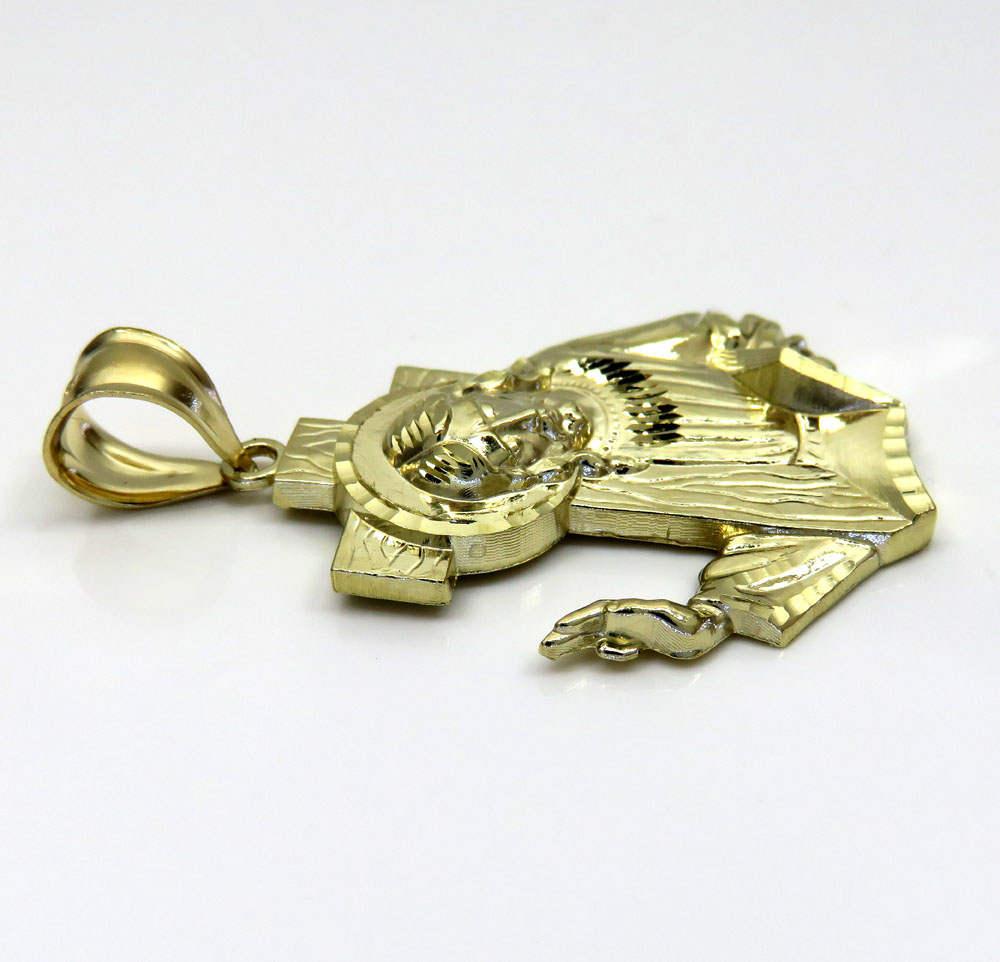 10k yellow gold jesus carrying cross large pendant - Image 4