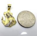 10k gold two tone jesus carrying cross small pendant
