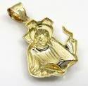 10k gold two tone jesus carrying cross small pendant