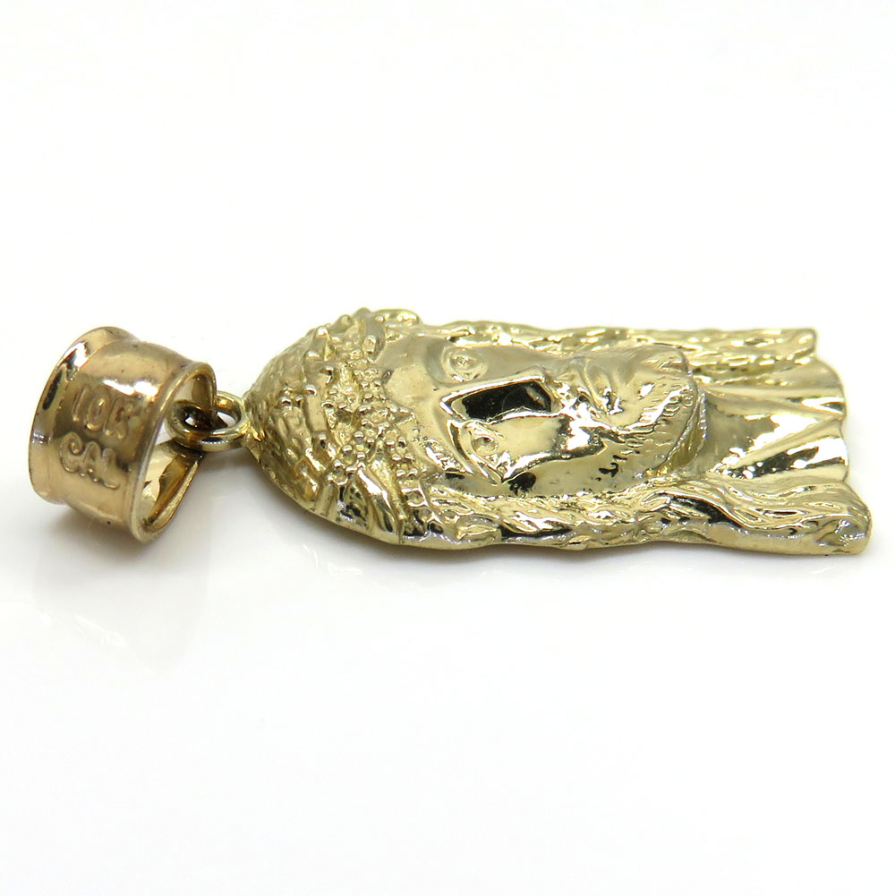 10k yellow gold micro classic jesus face pendant 