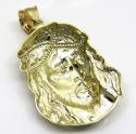 10k yellow gold side face large jesus pendant