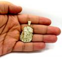 10k yellow gold side face large jesus pendant