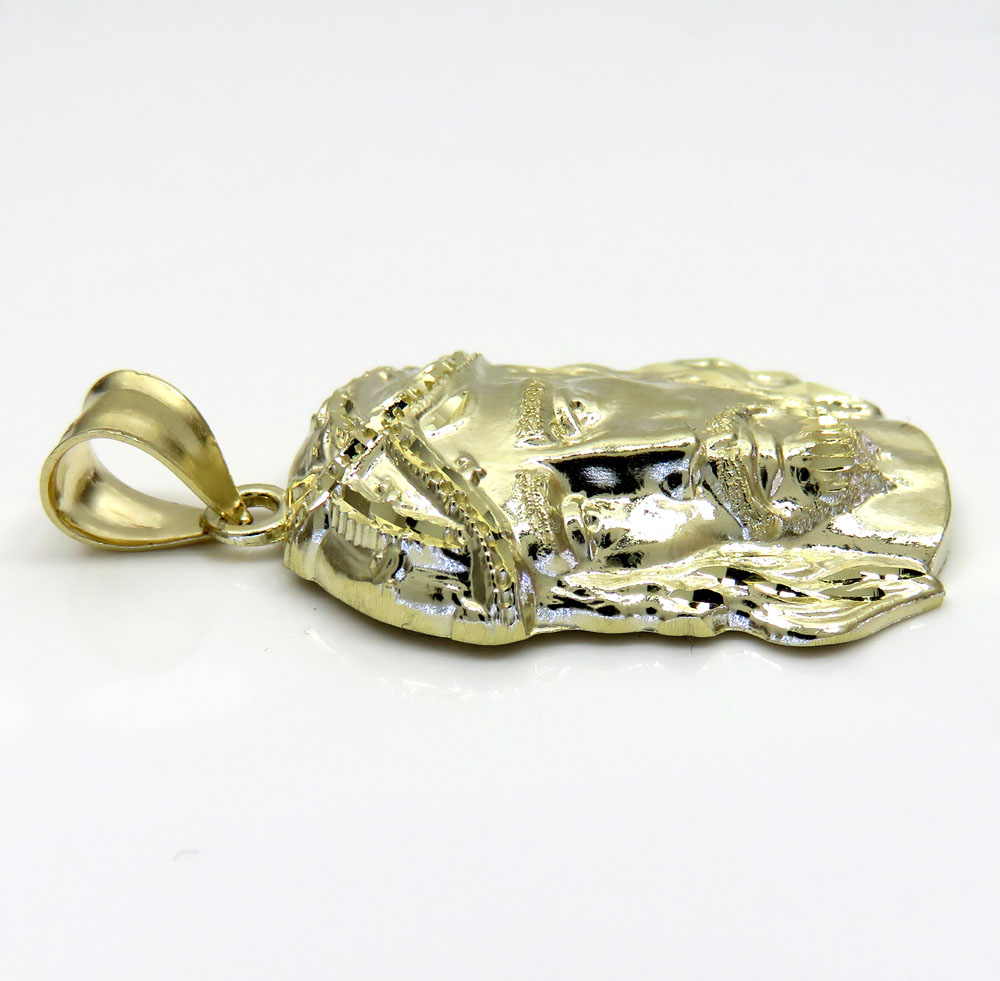 10k yellow gold side face medium jesus pendant - Image 4