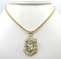 10k yellow gold side face medium jesus pendant