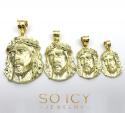 10k yellow gold side face medium jesus pendant