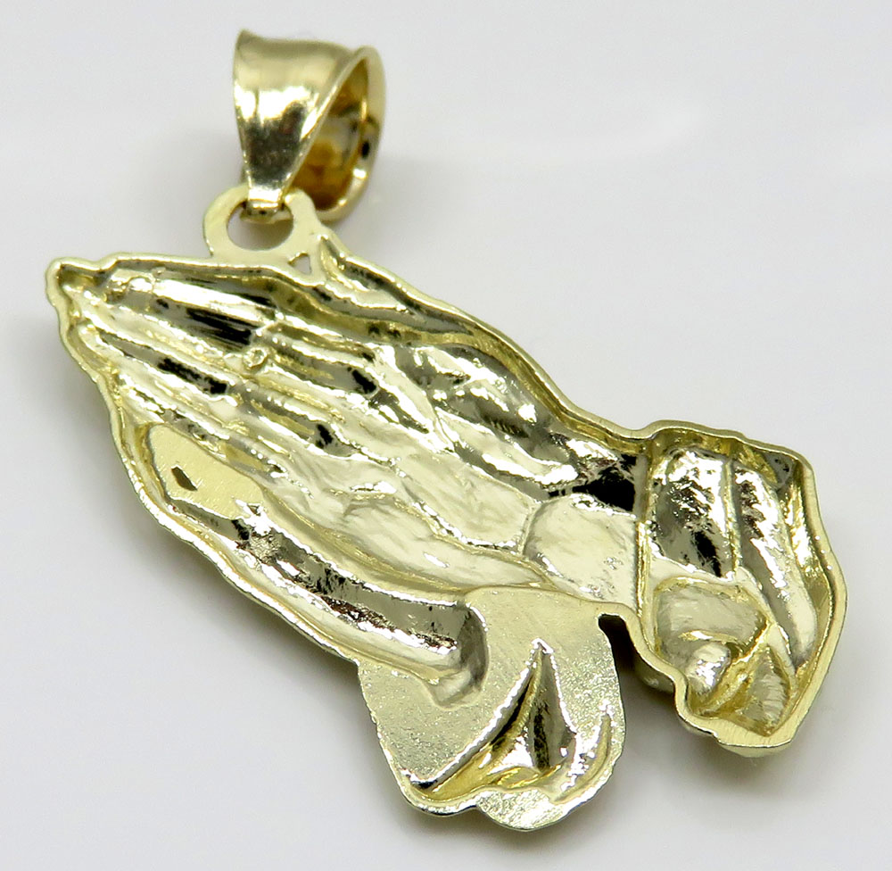 10k yellow gold small praying hands pendant  - Image 3