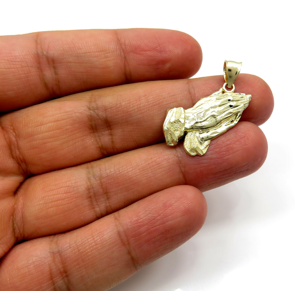 10k yellow gold small praying hands pendant  - Image 5