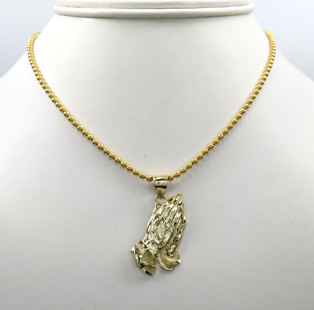 10k yellow gold small praying hands pendant  - Image 6