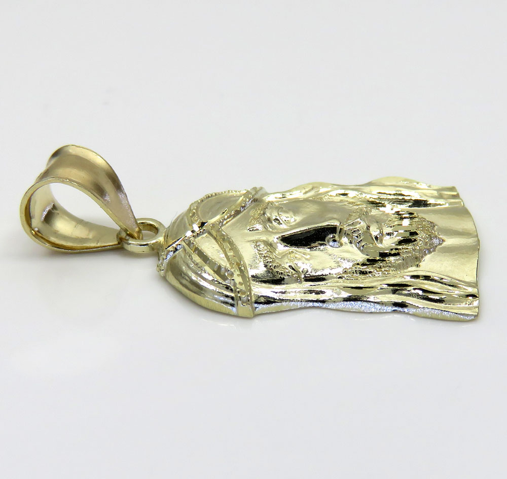 10k yellow gold small long face jesus pendant