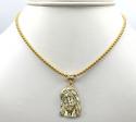 10k yellow gold small long face jesus pendant