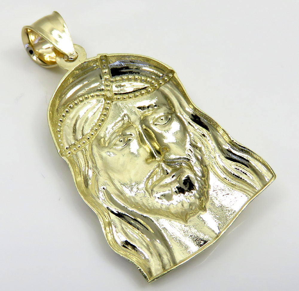 10k yellow gold medium long face jesus pendant - Image 3