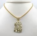 10k yellow gold medium long face jesus pendant