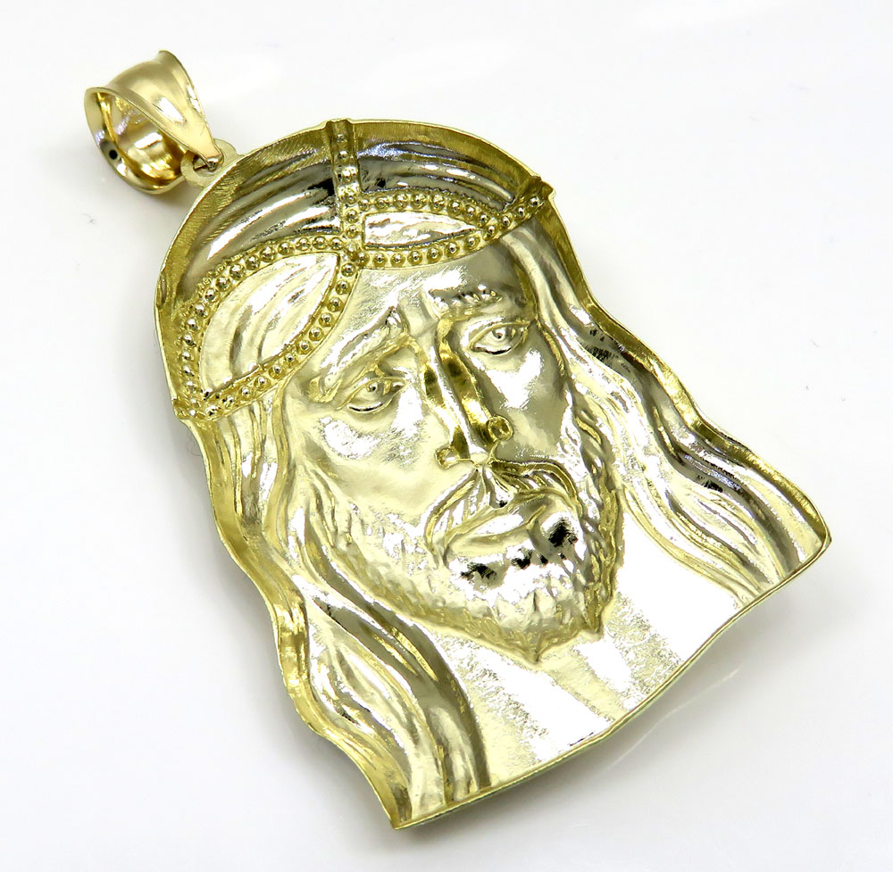 10k yellow gold large long face jesus pendant - Image 3
