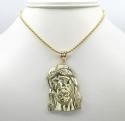 10k yellow gold large long face jesus pendant