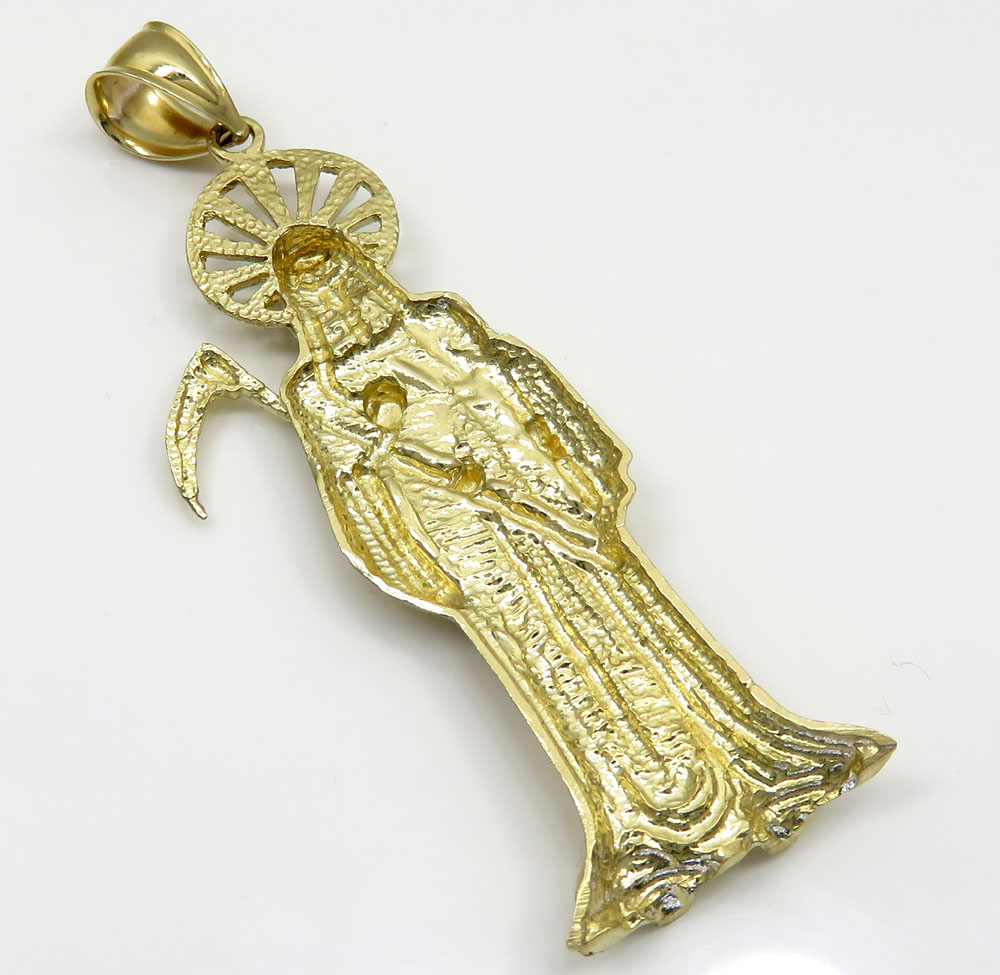 10k two tone gold  halo grim reaper pendant 
