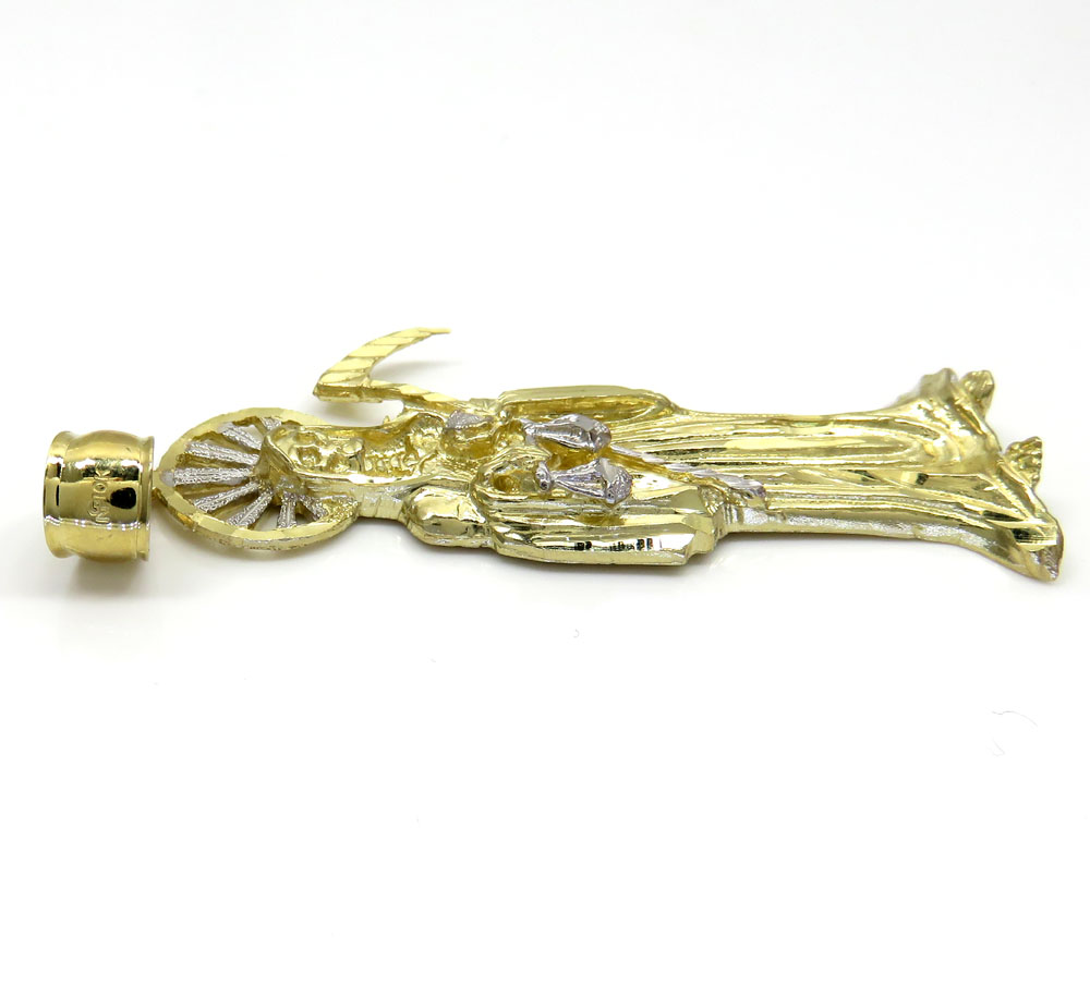 10k two tone gold  halo grim reaper pendant 