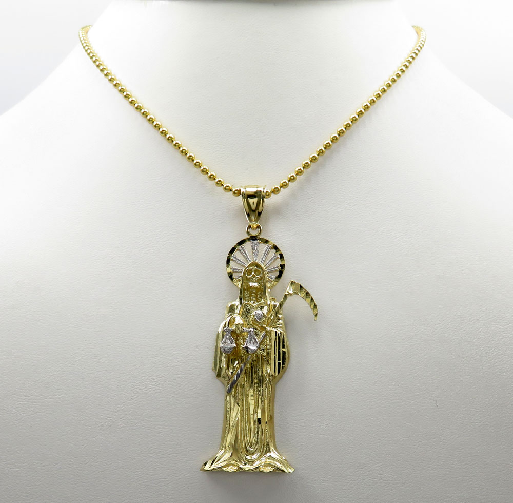 10k two tone gold halo grim reaper pendant - Image 6