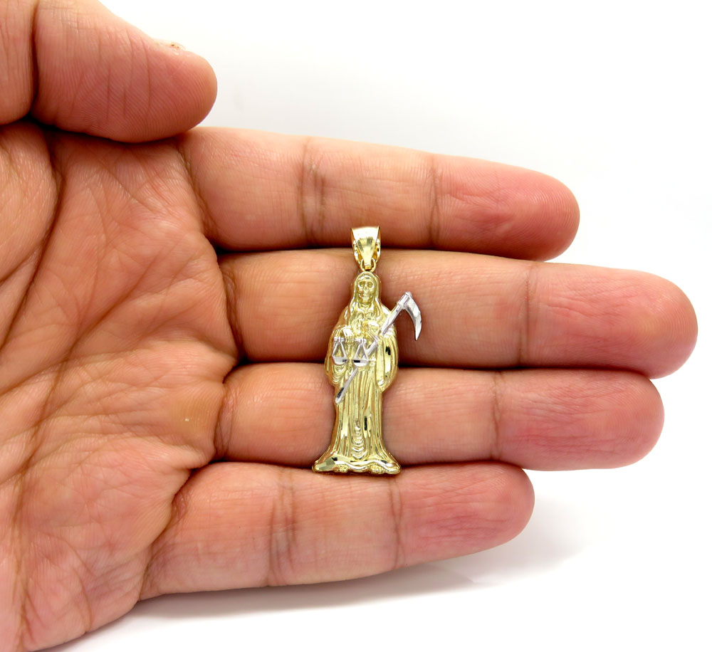 10k two tone gold medium grim reaper pendant  - Image 5