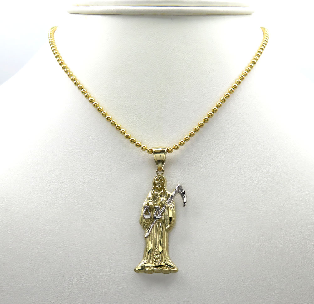 10k two tone gold medium grim reaper pendant 