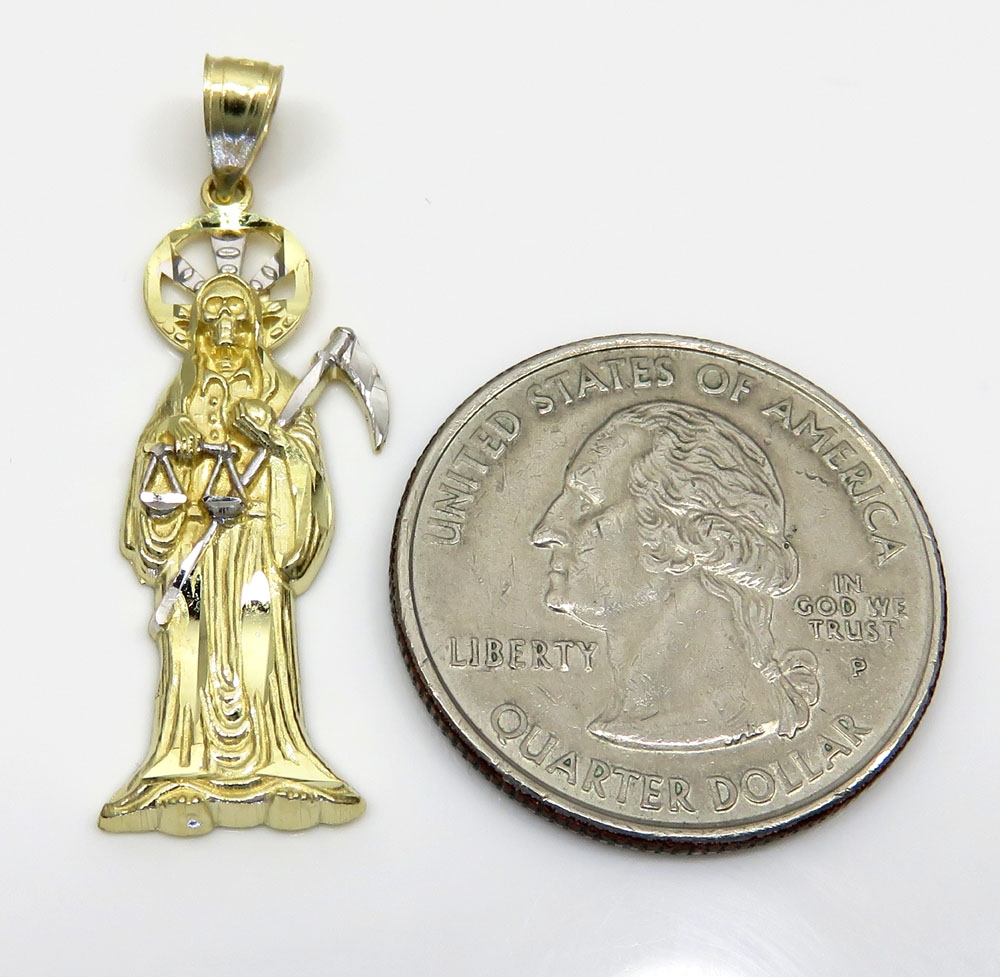 10k two tone gold small grim reaper pendant 