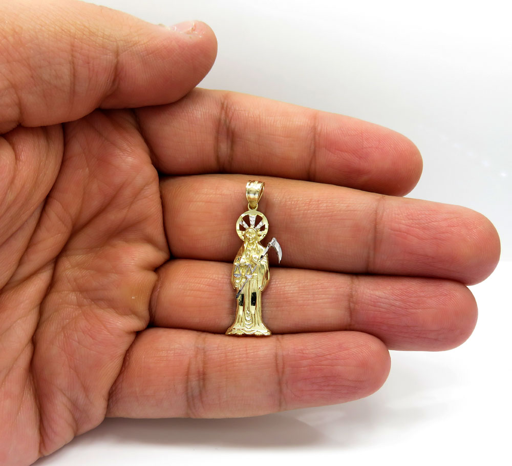 10k two tone gold small grim reaper pendant - Image 5