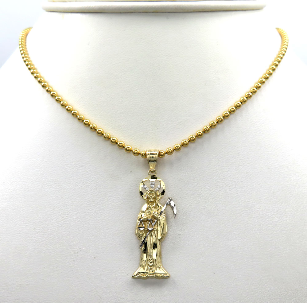 10k two tone gold small grim reaper pendant 