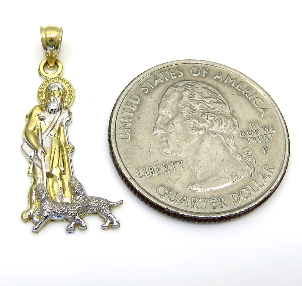10k yellow gold small saint lazarus of bethany pendant - Image 2