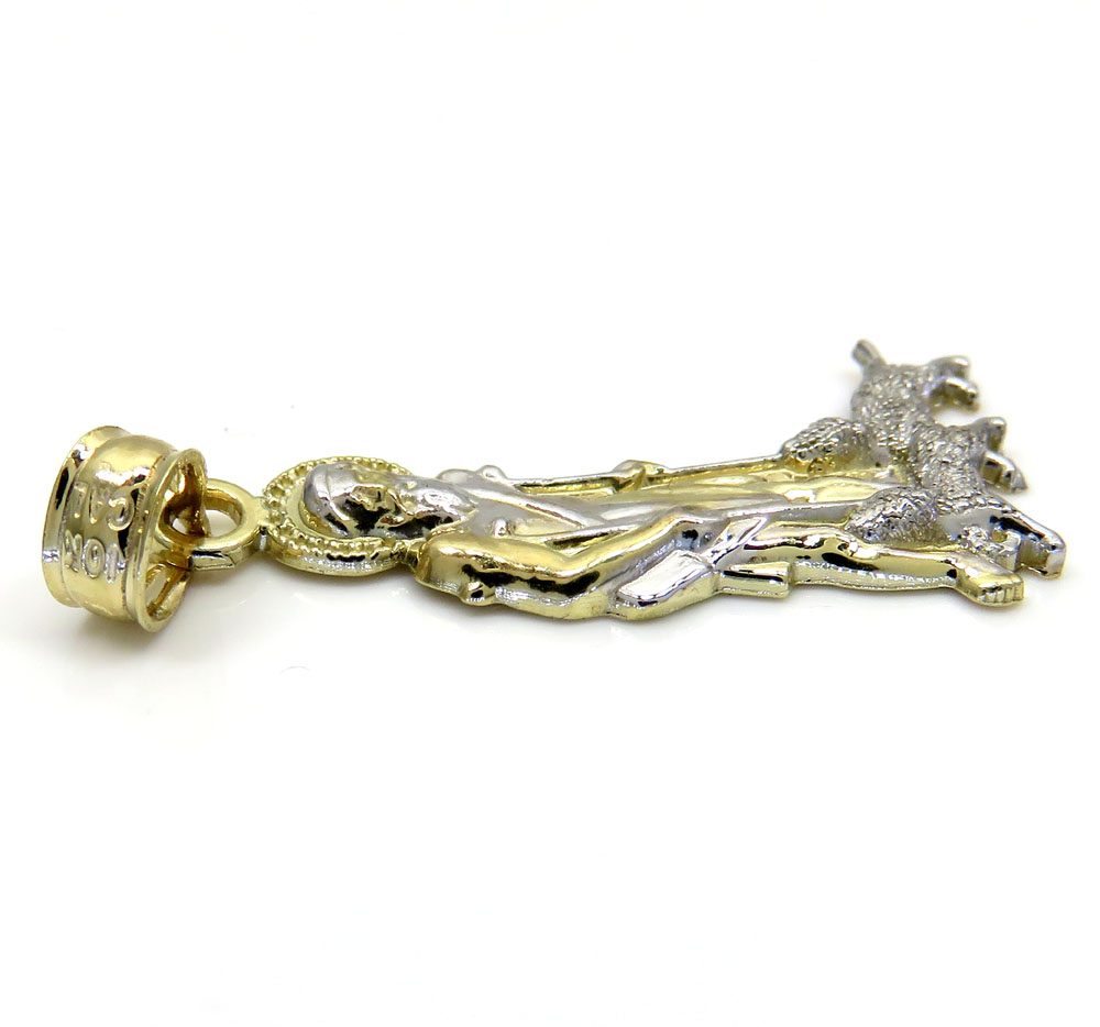 10k yellow gold small saint lazarus of bethany pendant - Image 4