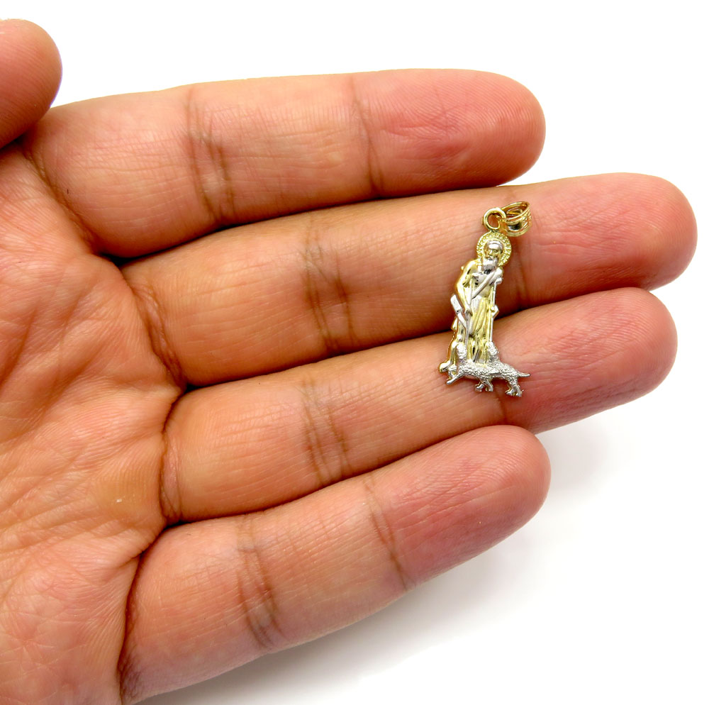 10k yellow gold small saint lazarus of bethany pendant - Image 5