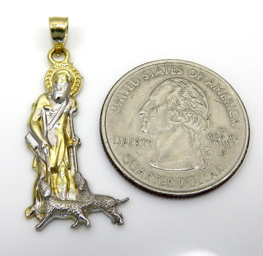 10k yellow gold small saint lazarus of bethany pendant - Image 2