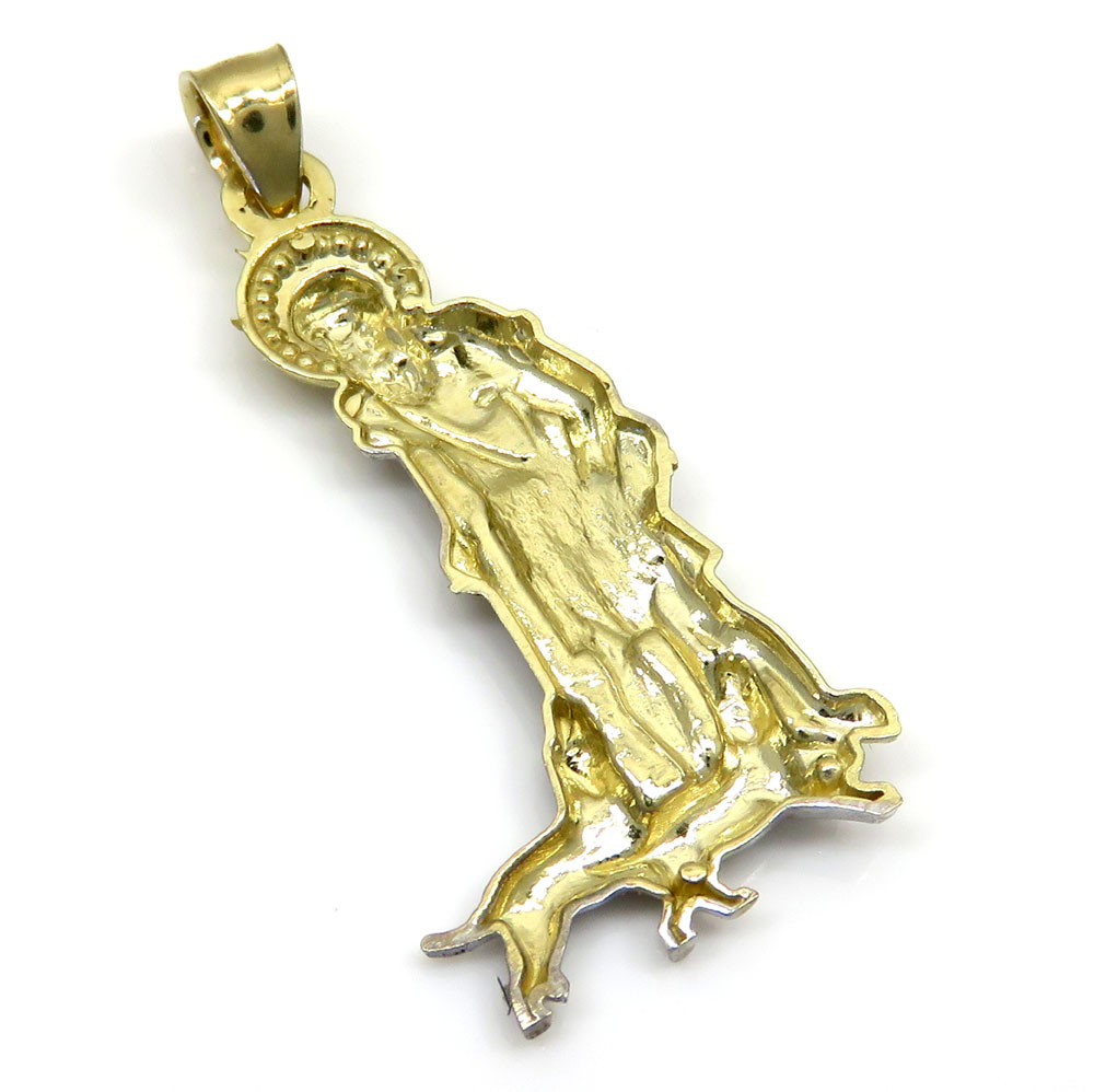 10k yellow gold small saint lazarus of bethany pendant - Image 3