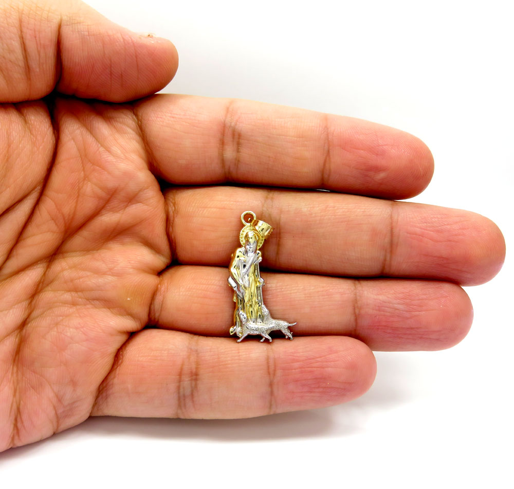 10k yellow gold small saint lazarus of bethany pendant - Image 5