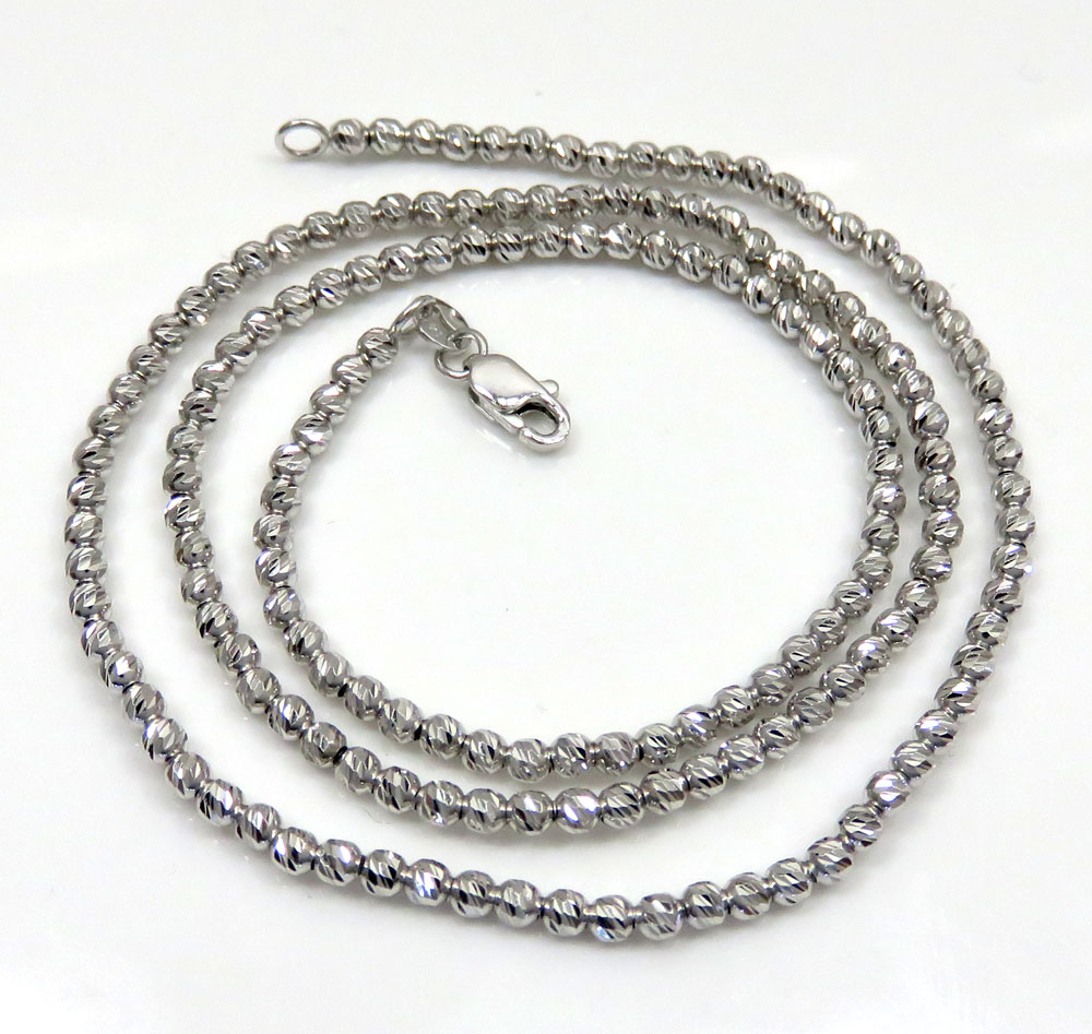 14k white gold diamond cut ball chain 16-24 inch 2.3mm  - Image 2