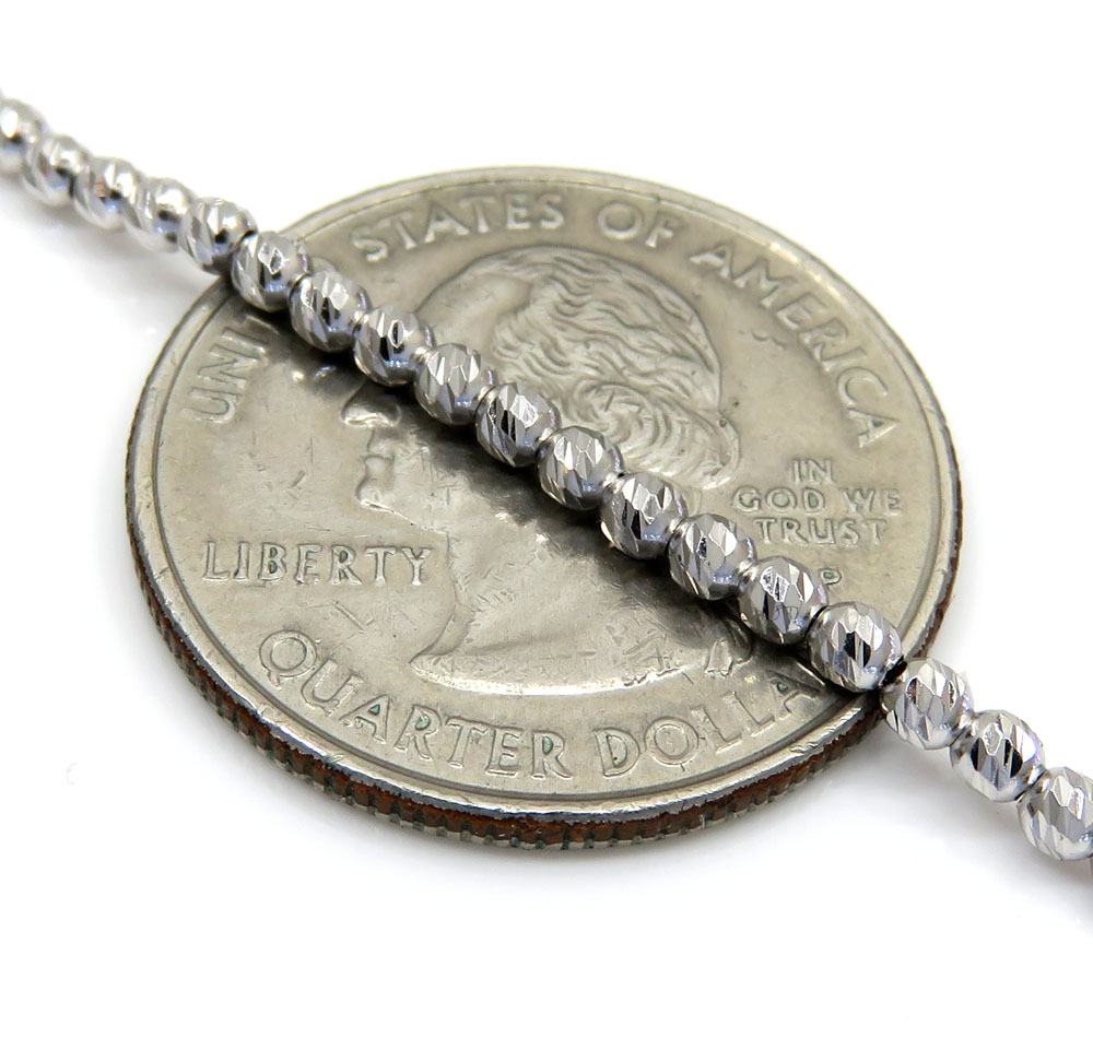 14k white gold diamond cut ball chain 16-24 inch 2.3mm 