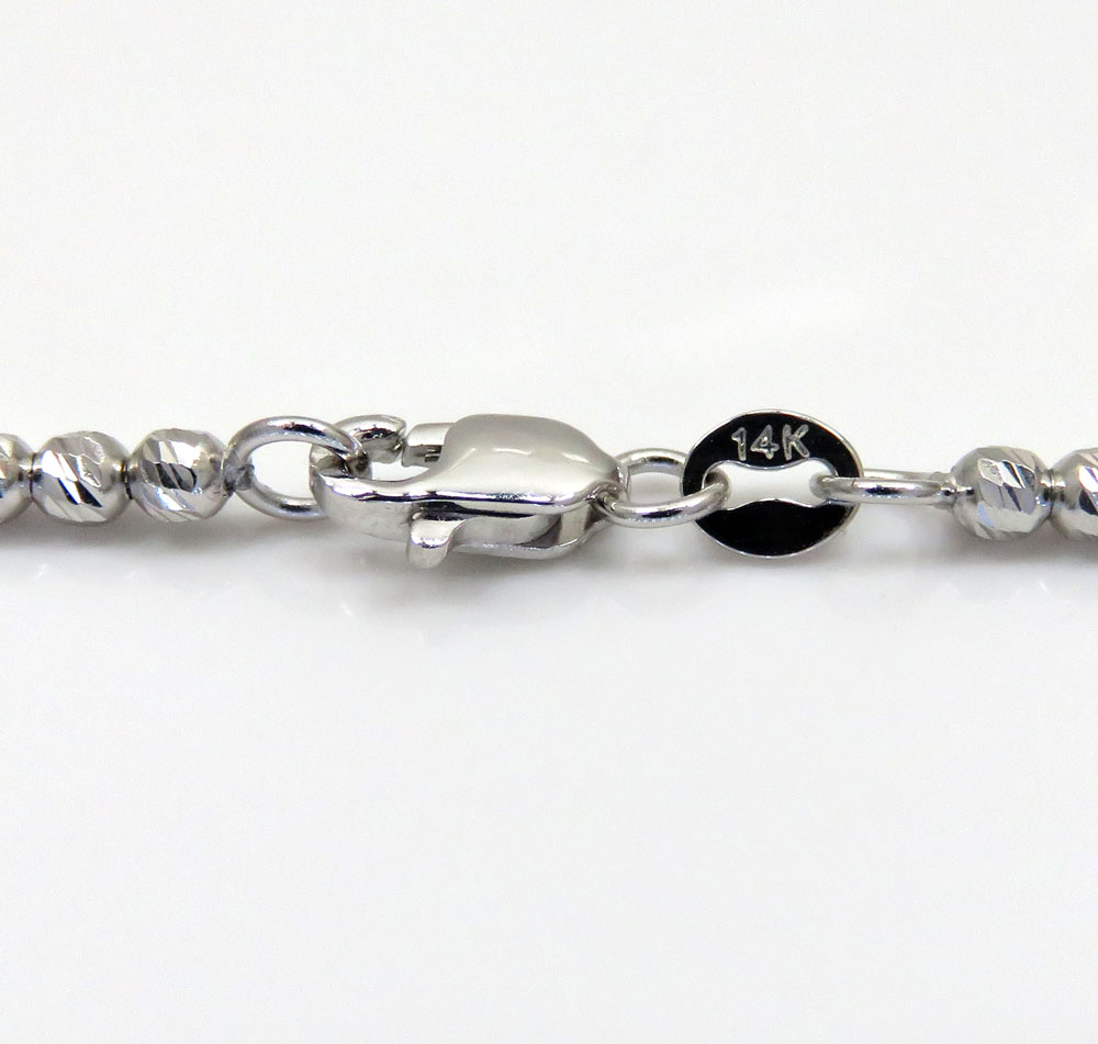 14k white gold diamond cut ball chain 16-24 inch 2.3mm 
