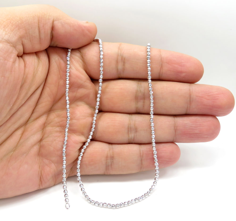 14k white gold diamond cut ball chain 16-24 inch 2.3mm 