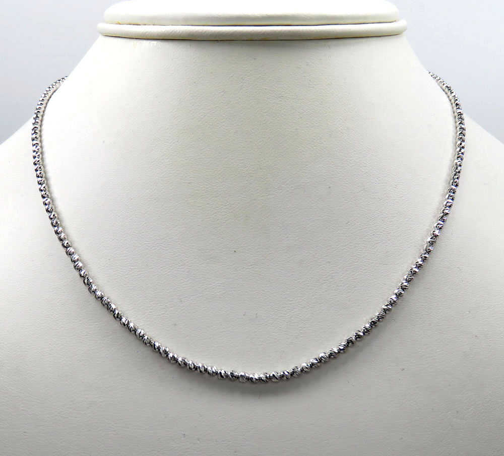 14k white gold diamond cut ball chain 16-24 inch 2.3mm 