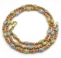 14k tri color diamond cut bead oval chain 16-30 inch 4mm