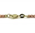 14k tri color gold diamond cut bead oval chain 16-20 inch 2.3mm