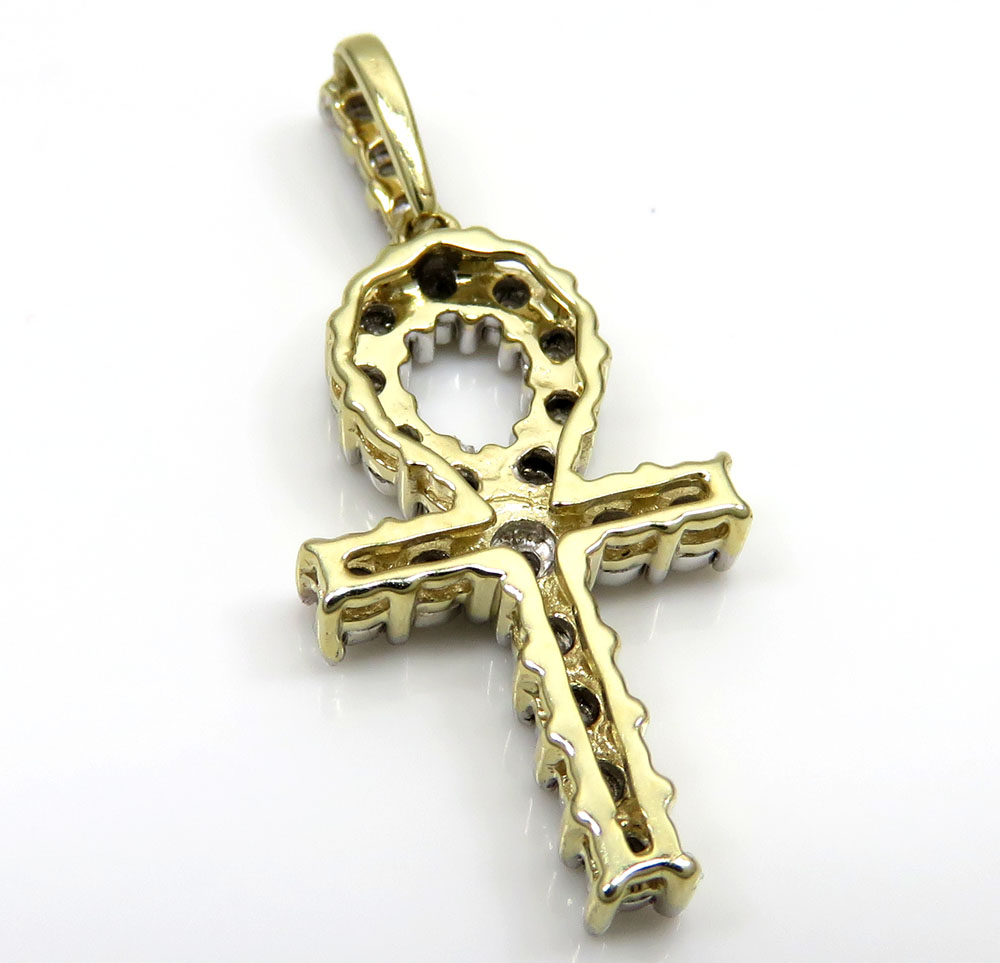 10k yellow gold diamond mini ankh cross 0.26ct - Image 4