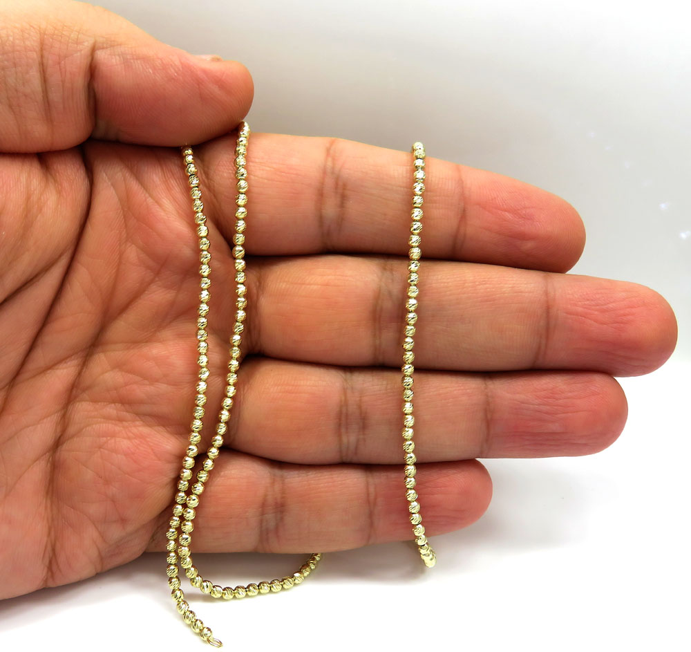 14k yellow gold diamond cut bead chain 16-24 inch 2.3mm - Image 5