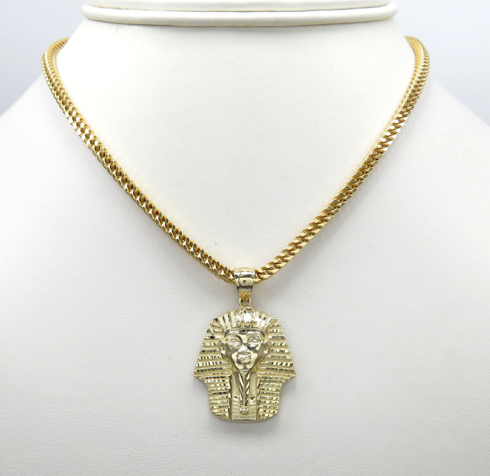 10k yellow gold diamond cut small king tut egyptian pendant  - Image 6