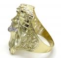 10k yellow gold two tone cz long face jesus ring 0.15ct