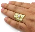 10k yellow gold two tone cz long face jesus ring 0.15ct